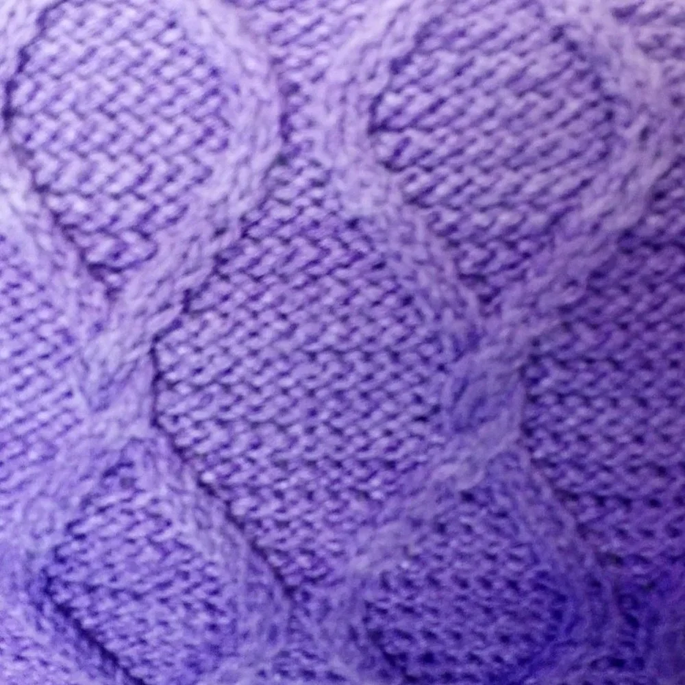 Hand Crafted Knit Throw Pillow Purple Cable Hand Painted Resin Buttons D…